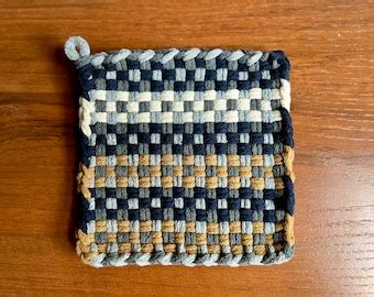 Set Of Potholders Thick Loomed Trivet Woven Hot Pads Etsy
