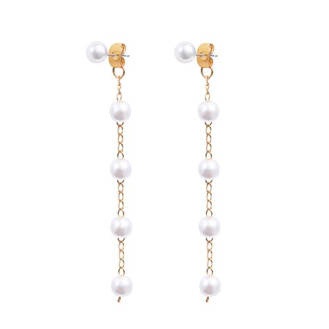 Perle D Eau Douce Drop Threader Boucle D Oreille Longue Perle Boule