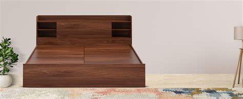 Amazon Brand Solimo Rendes King Size Engineered Wood Bed With Headboard Storage Asian Walnut