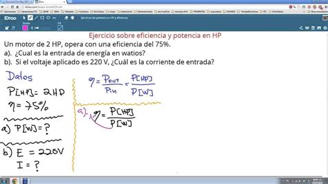 Er Ejercicio Sobre Eficiencia Y Potencia Youtube