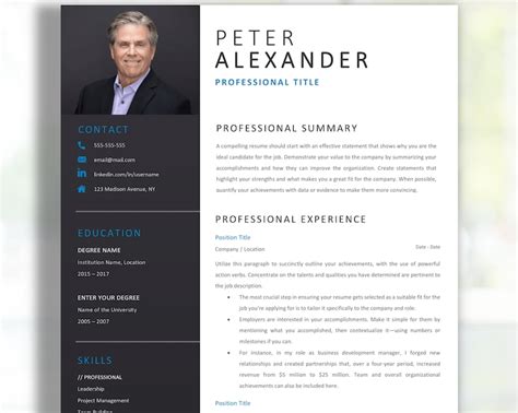 Executive Resume Template Professional Cv Modern Executive Etsy