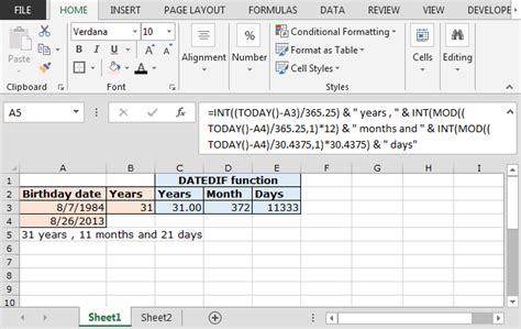 Calculate Years Months Days Elapsed From A Certain Date In Microsoft Excel Microsoft Excel