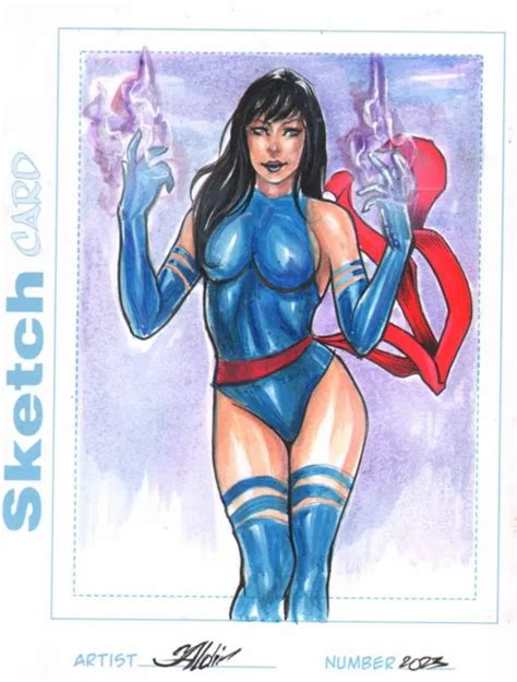 Psylocke Sexy Card Color Amazing Pinup Original Comic Page By Aldir M1