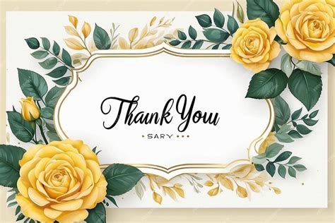 Yellow Rose Thank You Card Template Premium Ai Generated Image