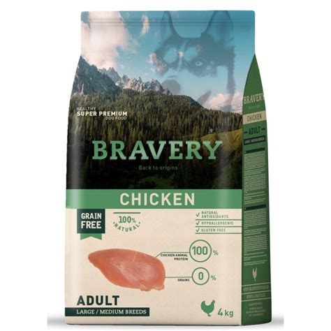 CROQUETTES BRAVERY AU POULET POUR CHIEN ADULT SANS CÉRÉALES 4KG