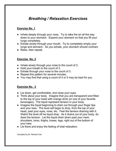 Breathing / Relaxation Exercises