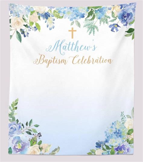 Blue Baptism Backdrop Baptism Decoration Ideas For Baby Boy Blushing