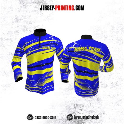 Jersey Merpati Kolong Lengan Panjang Biru Navy Motif Loreng Kuning