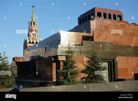 Lenin Mausoleum Und Spasskaja Turm Des Kreml Roter Platz Moskau