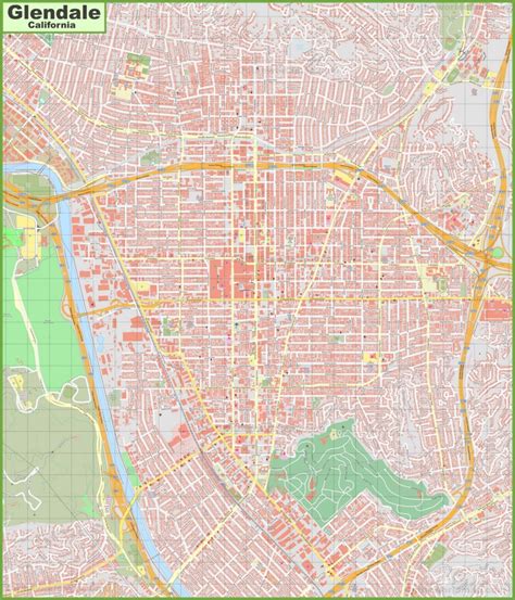 Large Detailed Map Of Glendale California