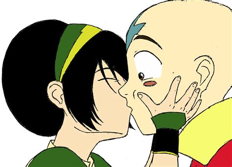 Toph Kiss Aang Color By Sangoten Style On Deviantart