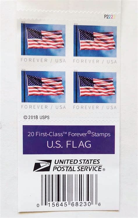 2019 US Flag Forever Stamps Block Of 4 From Booklet Of 20 Mint APU