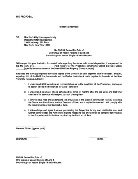 Sealed Bid Offer Letter Template Resume Letter