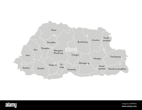 Vector Isolated Illustration Of Simplified Administrative Map Of Bhutan