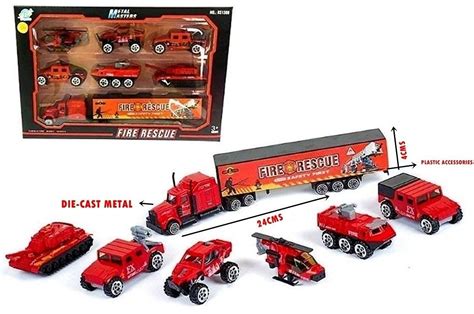 Buy Black Olive || Die cast Toys Metal Fire Rescue Vehicle Play Set ...