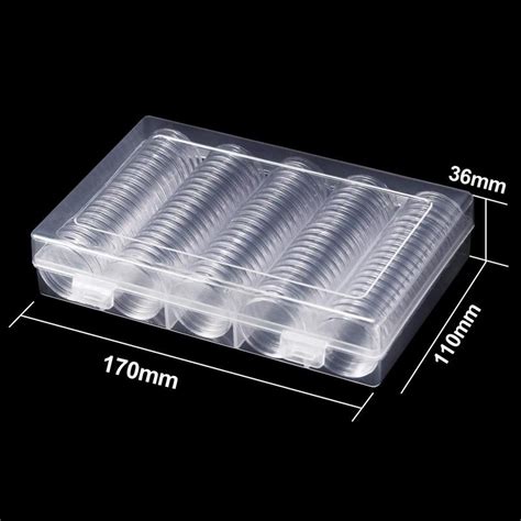 Buy Trendy 100pcsbox Coin Storage Box 30mm Clear Round Boxed Coin