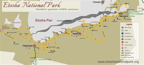 Etosha National Park Map & Distances | National parks map, National ...