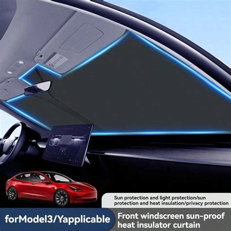 1 pieza Protector solar para parabrisas modelo Y Protección UV