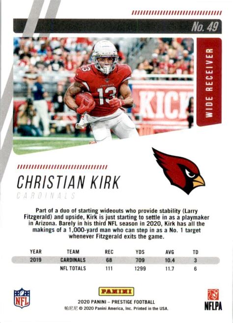 2020 Panini Prestige Xtra Points Red 49 Christian Kirk 249 For Sale