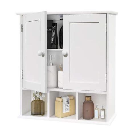 Dracelo 22 In W X 5 In D X 23 In H White Bathroom Wall Cabinet With