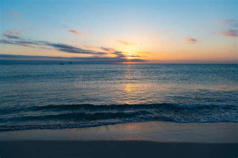 Beautiful Sunset with Pacific Water on the Summer Beach Stock Photo ...