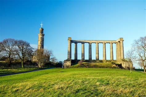 Premium Photo | Monuments on calton hill in edinburgh