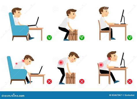 Man Correct and Incorrect Postures Stock Vector - Illustration of ...