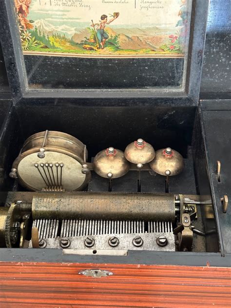 Victorian, Music, Cylinder Musical Box, Playing Drums And Bells Circa, 1875