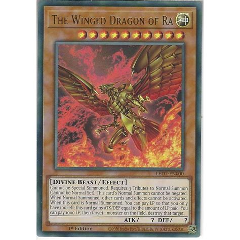 Yu Gi Oh Trading Card Game Alternate Art Led7 En000 The Winged Dragon Of Ra 1st Edition