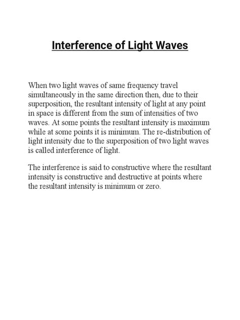 Interference of Light Waves | PDF