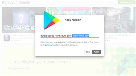 Bedava Google Play Kodu Bildirimlerim