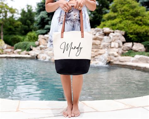 Personalized Bridesmaid Canvas Tote Bags Zipper Set Of 6 7 8 Etsy