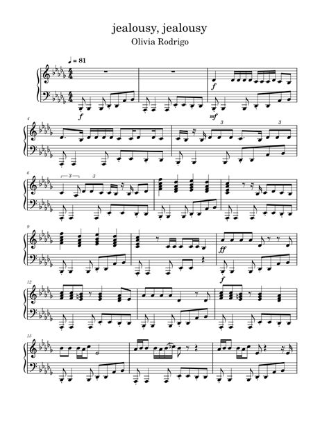 Jealousy Jealousy Olivia Rodrigo Sheet Music For Piano Solo