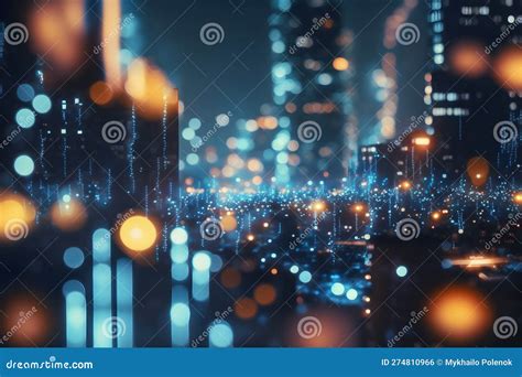 View of the Night City in Blue Tones. Synthwave Concept Stock ...