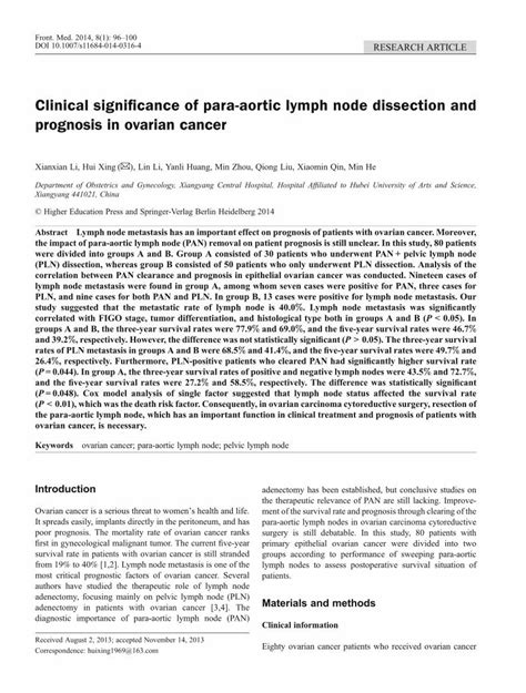 Pdf Clinical Significance Of Para Aortic Lymph Node Dissection And