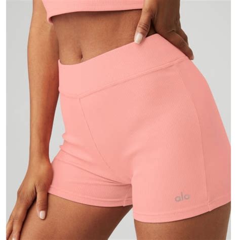 ALO Yoga Shorts Alo Goddess Ribbed Highwaist Hot Short Strawberry Lemonade Poshmark