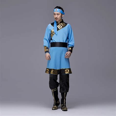 New Traditional Mongolian Costumes For Men Grassland National Genghis Khan Riding Dance Stage