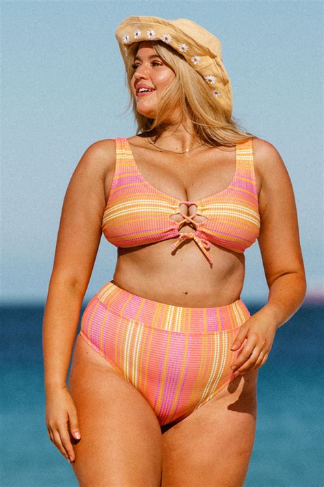 Bas de bikini grande taille taille haute à bande Cupshe France