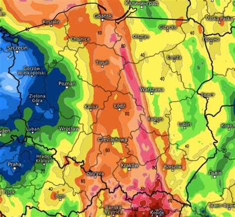 Ulewne opady deszczu i gwałtowne burze Załamanie pogody w weekend