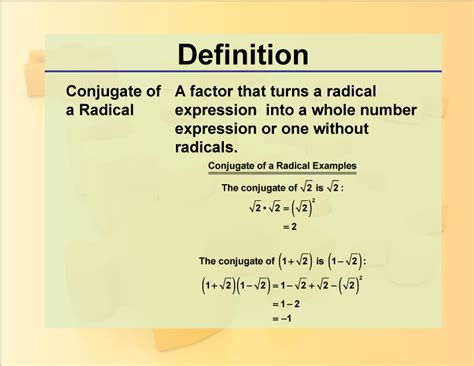 Definition Rationals And Radicals Conjugate Of A Radical Media4Math