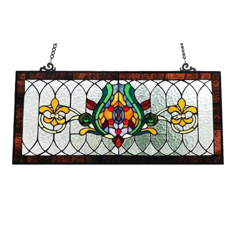 River Of Goods Fleur De Lis Stained Glass Pub Window Panel 19248 The Home Depot