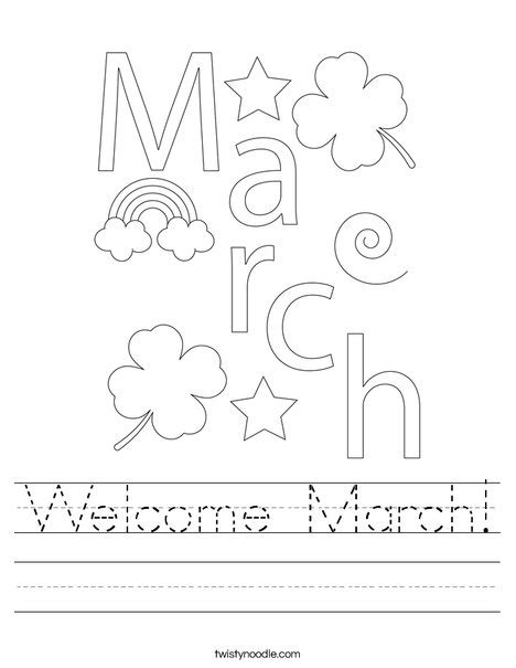 Welcome March Worksheet Twisty Noodle