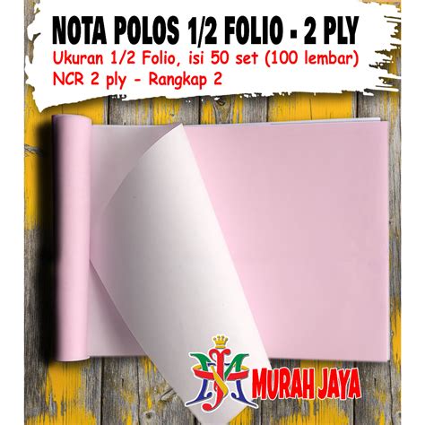 Jual Nota Bon Ncr Polos Kosong Folio Rangkap Ply Putih Merah