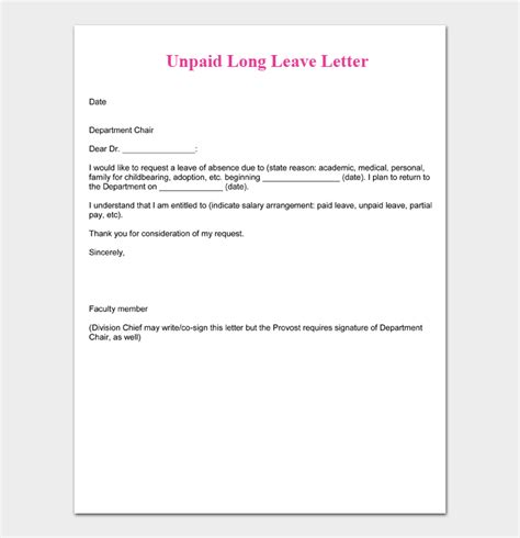 Leave Request Letter Templates Format And Sample Letters Images And