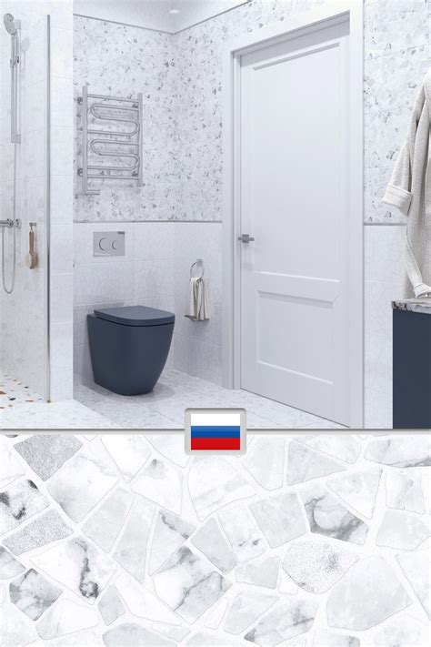 Глянцевая бело-голубая плитка, современный дизайн интерьера ванной