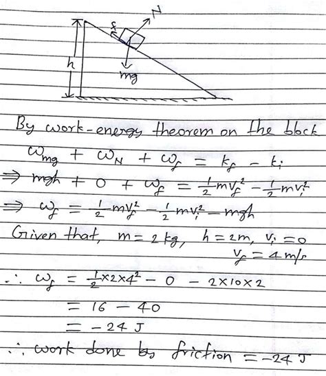 J Of Work Is Done In Sliding A Kg Block Up An Inclined Plane Of