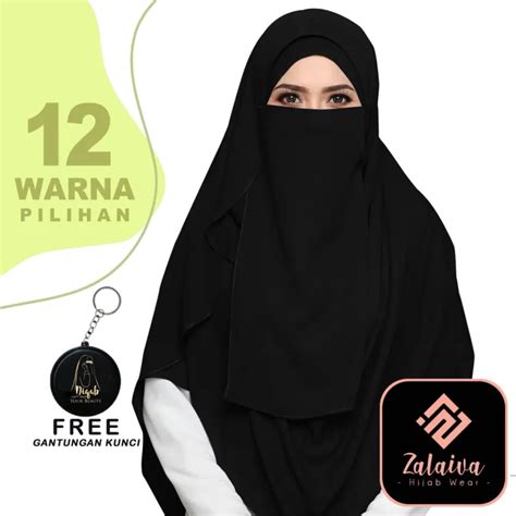 Zalaiva Cadar Tali Layer Bahan Sifon Ceruty Babydoll Niqab Tanpa