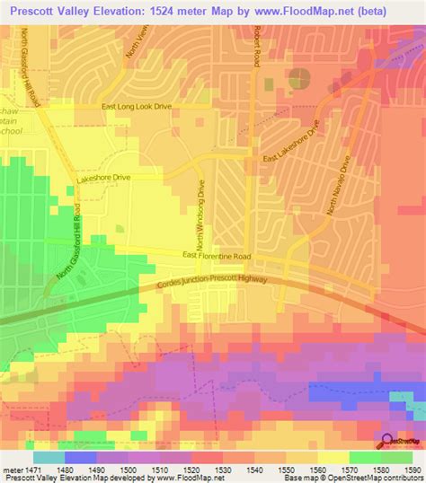 Elevation Of Prescott Valleyus Elevation Map Topography Contour