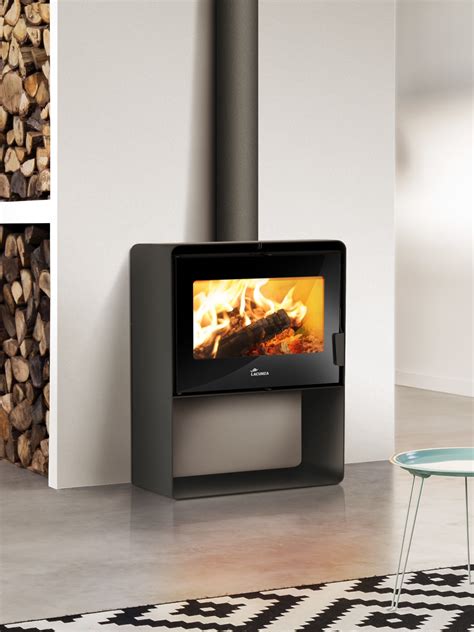 Lacunza Atlantic Freestanding Wood Fireplace With Wood Box Abbey