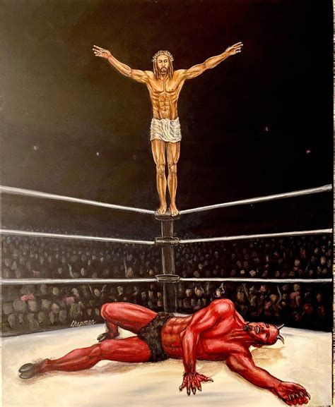 Jesus beats the devil in a pro wrestling match jesus on the etsy canada ...